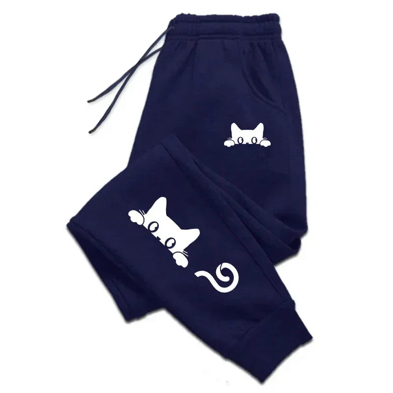 Cute Cat Printed Womens Sweatpants Daily Casual Fashion Trousers Sports Jogging Sweat Woman Pants Outdoors Street Hot Sale Pants