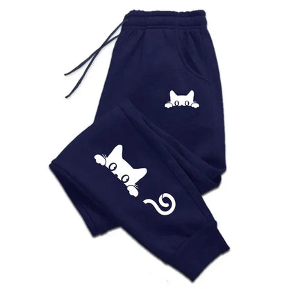 Cute Cat Printed Womens Sweatpants Daily Casual Fashion Trousers Sports Jogging Sweat Woman Pants Outdoors Street Hot Sale Pants