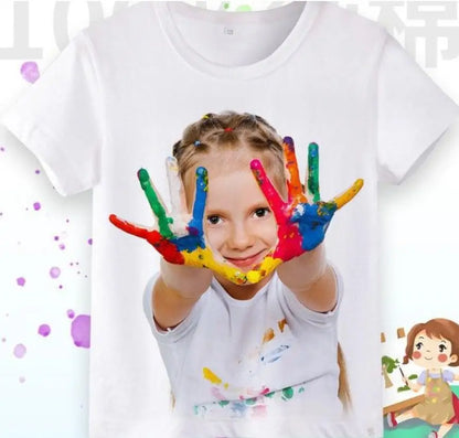 Cute Cat Design Childrens Short Sleeve T Shirt Summer Fashion Top for Girls Kids Clothes