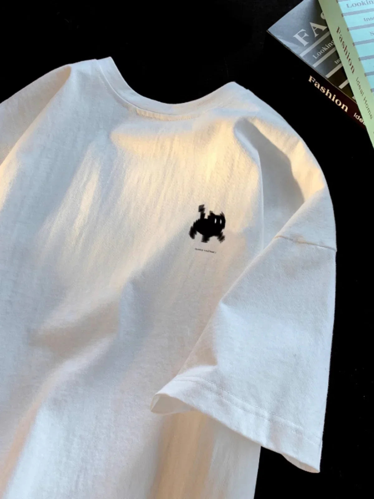 Cute Cat Print Women Round Neck Short Sleeve Cute Tops Cartoon Print Top Trendy Fashion Women Clothing Graphic T Shirts
