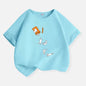 Korean Cat Brother Children Clothing New Boys T-shirt Casual Summer Top Cotton Kids Short Sleeves Baby Kids T Shirt 2-12 Years