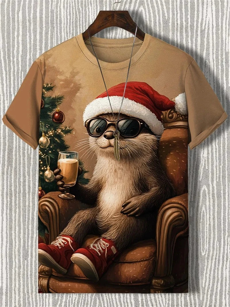 Funny Cat Graphic T Shirts For Men Fashion Summer Short Sleeve Crew Neck 3D Printed Kids T-shirts Casual Oversized Harajuku Tees