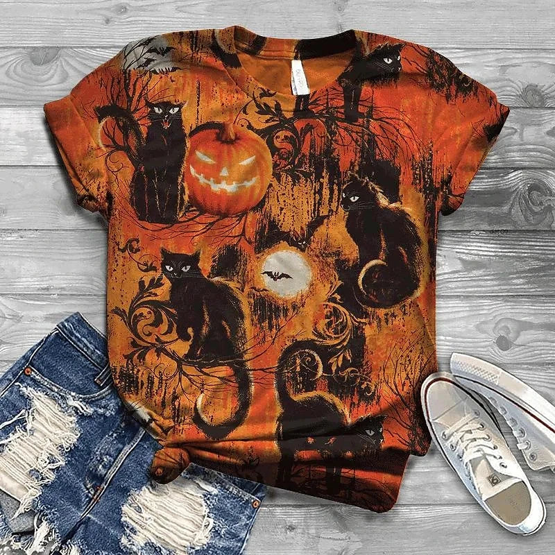 Cat Short Sleeve Cartoon Cat Women's T-Shirt Summer Fashion 3d Cartoon Women Clothing T Shirt For Women Daily Casual Top Tee