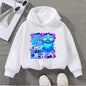 Kids Cartoon Cat Sweatshirt Cute Blue Animal Print Pullover Toddler Long Sleeve Top Casual Children's Clothing