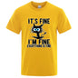 Men's High Quality T-shirt 100% Cotton Funny Cool Cat Printed T-shirt Casual Men's Short Sleeve T-shirt for Men T-Shirt Male Top