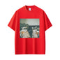 Fun cat beer T-shirt for men 100% cotton casual T-shirt retro short-sleeved fashionable round-neck T-shirt