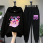 Kids Hoodie Set with Cartoon Blue Cat & Bird Print, Casual Long - Sleeve Top + Pants Outfit for Boys Girls, Comfortable Children