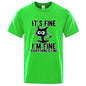 Men's High Quality T-shirt 100% Cotton Funny Cool Cat Printed T-shirt Casual Men's Short Sleeve T-shirt for Men T-Shirt Male Top