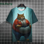 Cat Print T-shirts for Men Casual Short Sleeved Tee Oversized Mens Clothing Men's Funny T-shirt Animal Print Graphic T shirts