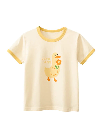 Kids Girls Clothes 100% Cotton Short Sleeve T-Shirts Bear Cat Cartoon Children Clothes 2 3 4 5 6 7 8 Years Kids Summer Clothing