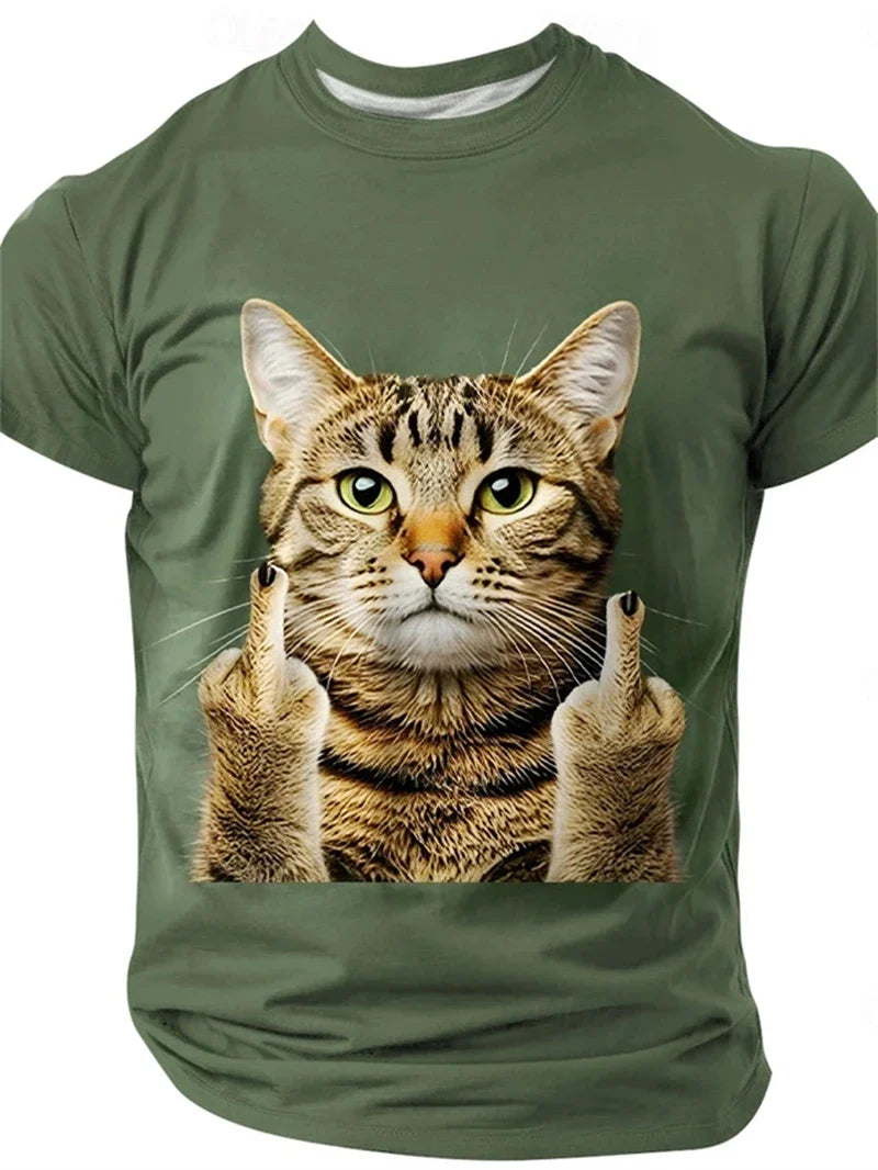 Cute Funny Cat Graphic T Shirt For Men Novelty Animals 3D Printed Tees Casual Short Sleeve Round Neck Tops Street Kids T-Shirts