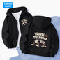 Cute Black Cat Print Zip-up Jacket Spring Boys Hooded Sweatshirt Cartoon Zipper Coat Autumn Kids Outdoor Hoodie Clothing MKA1