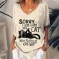 Cartoon Anime Cat Women's T-Shirts Fashion Top Tee 3d T-Shirt Harajuku Casual Short Sleeve V-Neck Oversized Female Clothing