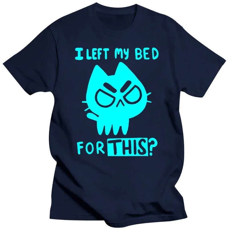 Brand Men T-shirt Funny Cat Print Men Tshirts Casual O-neck Men Shirts Streetwear Luminous Men Oversized T-shirt Male Tees Tops