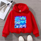 Kids Cartoon Cat Sweatshirt Cute Blue Animal Print Pullover Toddler Long Sleeve Top Casual Children's Clothing