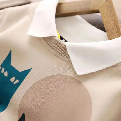 boys girls Cartoon Cat sweatshirt Fashion Graphic Crewneck Printed Pullover Top newyear Clothes 2025 kids clothes
