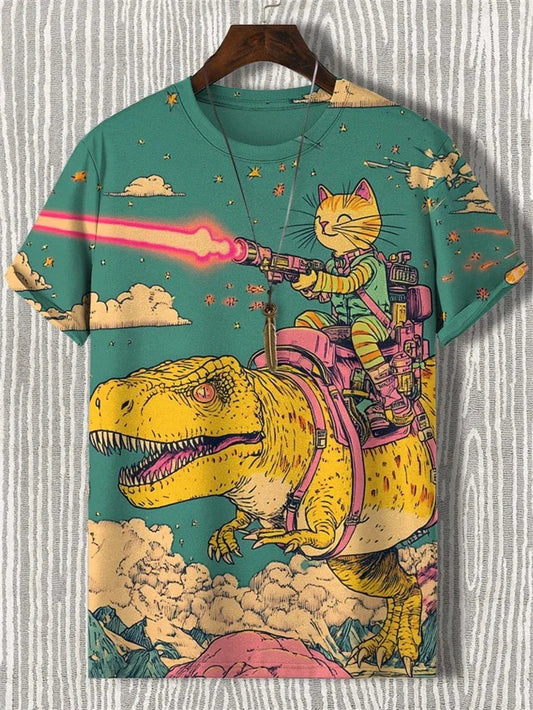 Funny Cat Graphic T Shirts For Men Fashion Summer Short Sleeve Crew Neck 3D Printed Kids T-shirts Casual Oversized Harajuku Tees