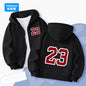 Cute Black Cat Print Zip-up Jacket Spring Boys Hooded Sweatshirt Cartoon Zipper Coat Autumn Kids Outdoor Hoodie Clothing MKA1