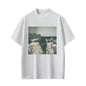 Fun cat beer T-shirt for men 100% cotton casual T-shirt retro short-sleeved fashionable round-neck T-shirt