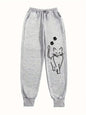 Elegant Cat Print Casual Versatile Women Pants Fashion Trendy Trousers With Drawstring Pockets Comfortable Sweatpants Female