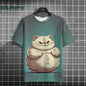 Cat Print T-shirts for Men Casual Short Sleeved Tee Oversized Mens Clothing Men's Funny T-shirt Animal Print Graphic T shirts