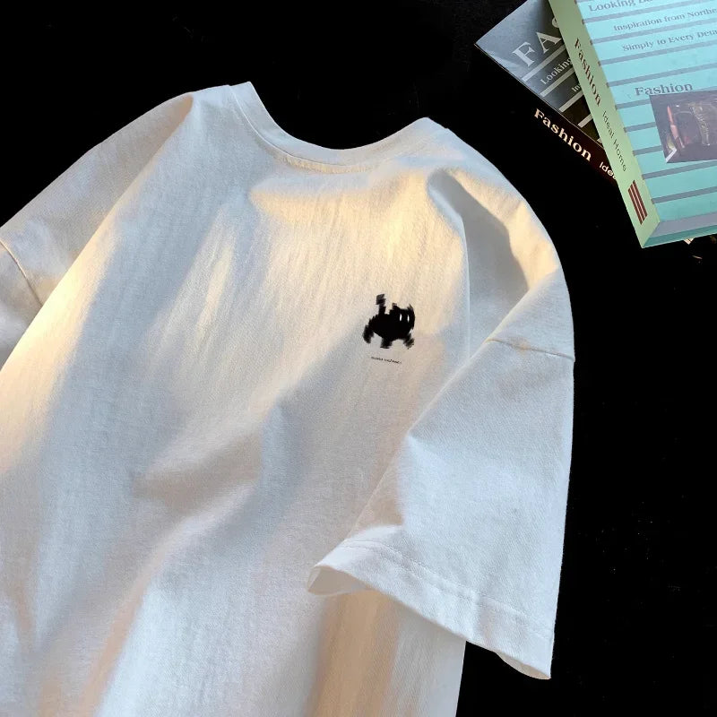 Cute Cat Print Women Round Neck Short Sleeve Cute Tops Cartoon Print Top Trendy Fashion Women Clothing Graphic T Shirts