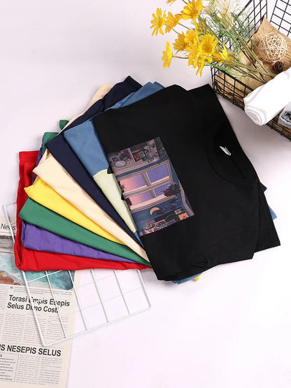 Careful Study Of Work Cat Sketches Women T-Shirt Personality Trend Casual Tee Clothing Street Creative Tops Female Short Sleeve