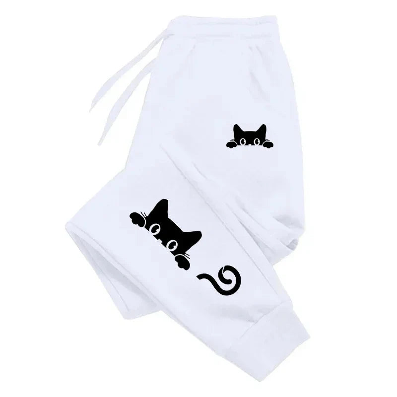 Cute Cat Printed Womens Sweatpants Daily Casual Fashion Trousers Sports Jogging Sweat Woman Pants Outdoors Street Hot Sale Pants