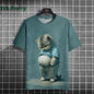 Cat Print T-shirts for Men Casual Short Sleeved Tee Oversized Mens Clothing Men's Funny T-shirt Animal Print Graphic T shirts