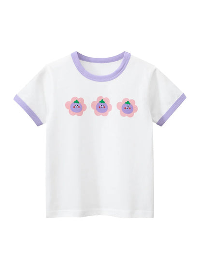 Kids Girls Clothes 100% Cotton Short Sleeve T-Shirts Bear Cat Cartoon Children Clothes 2 3 4 5 6 7 8 Years Kids Summer Clothing